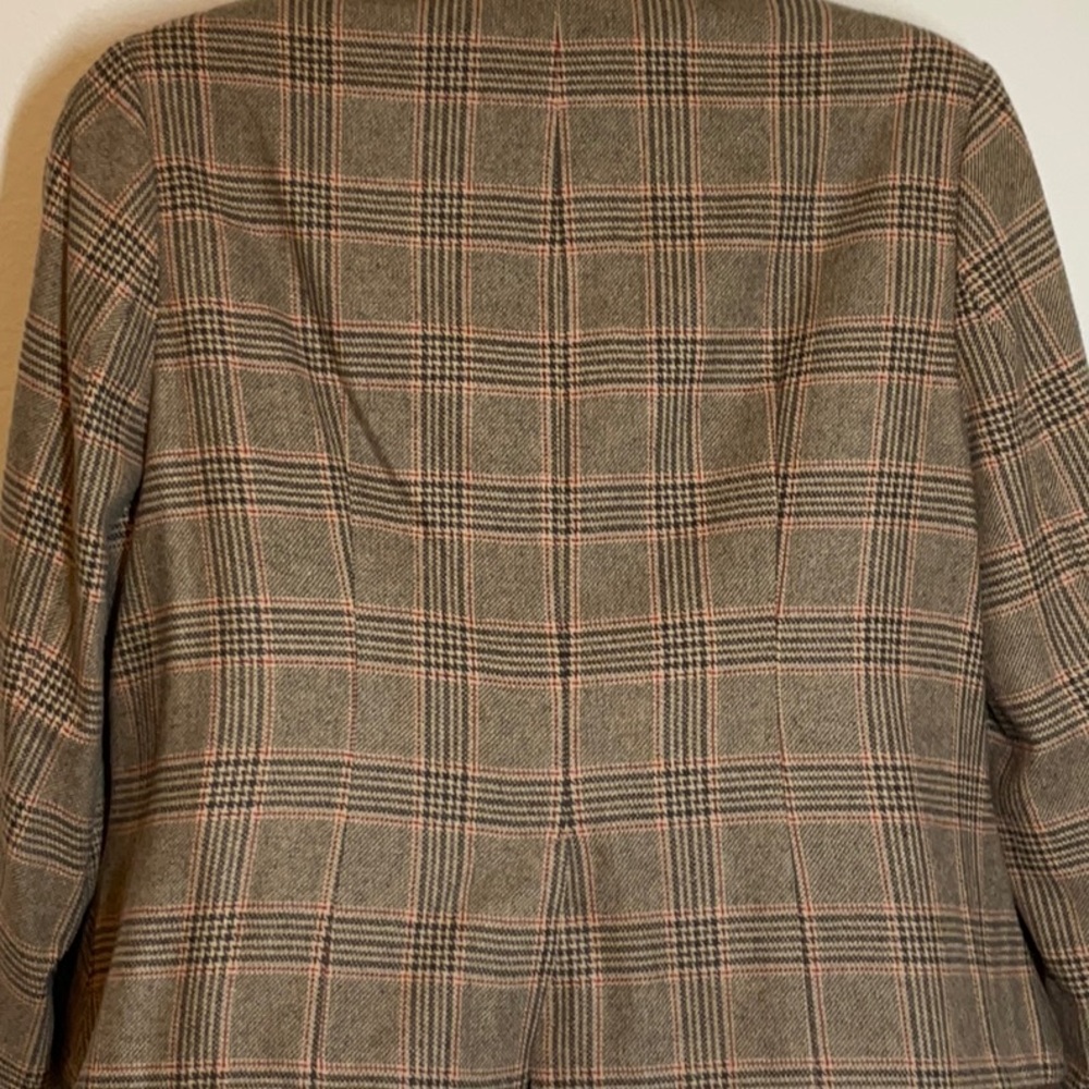Lands End Women’s Blazer Wool Blend Brown Glen Plaid 18W Jacket - Picture 3 of 12